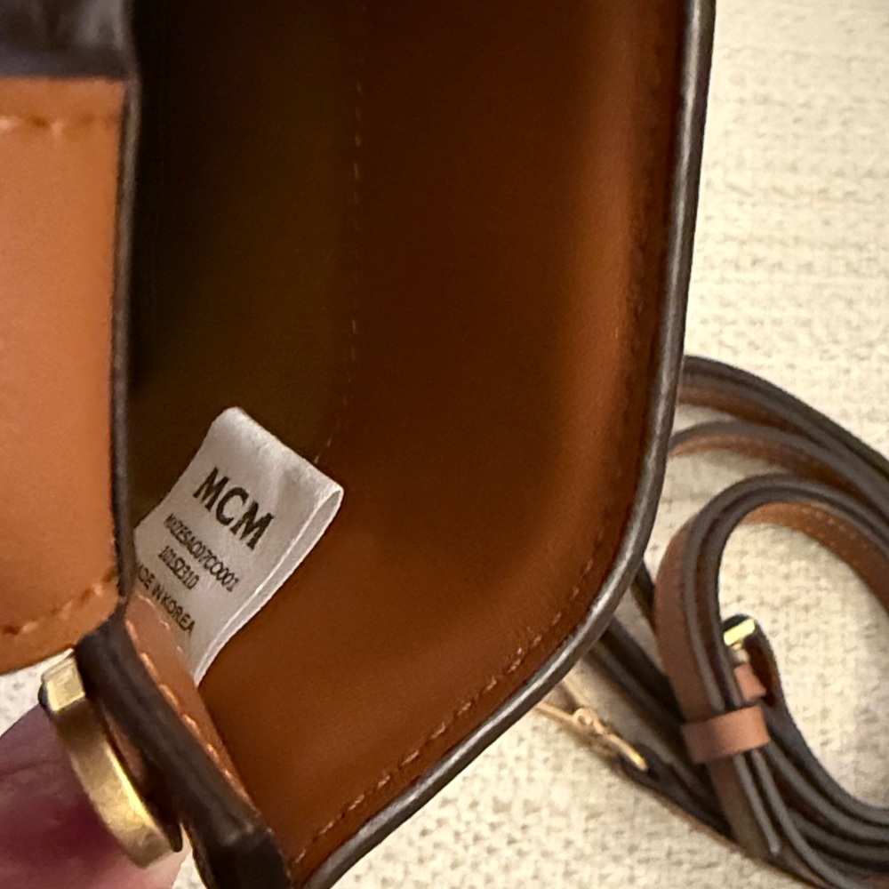 MCM Tan and Black Monogram Bag - Picture 6 of 10